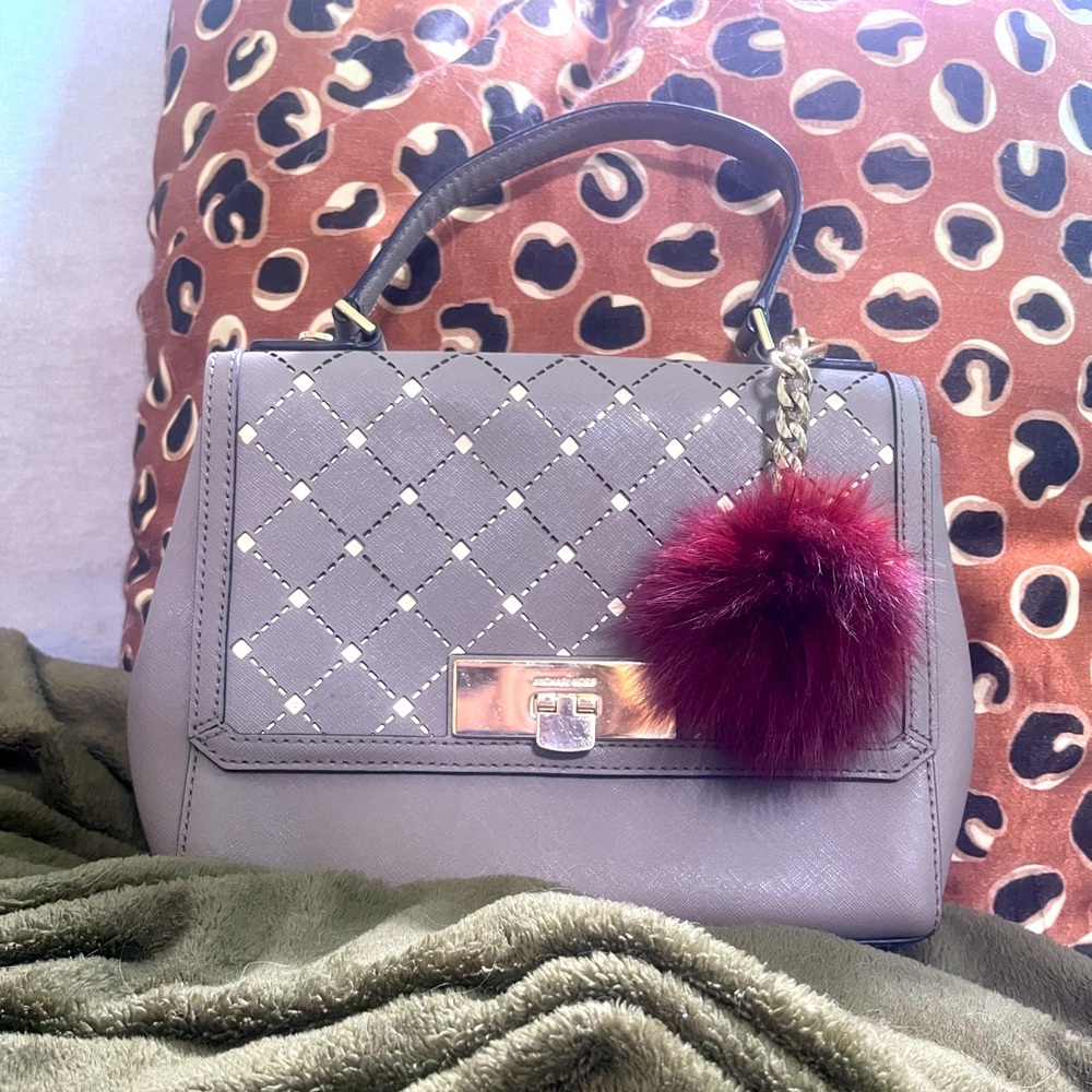 Michael Kors taupe and gold purse